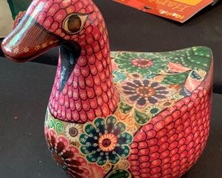 Rogelio DE J Mexico Ceramic Folk Art Duck 7x.4.5c8in HxWxD