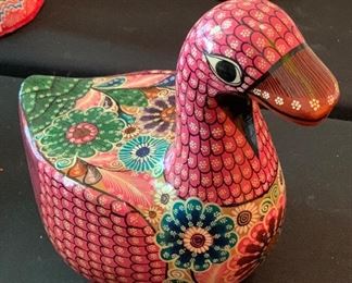 Rogelio DE J Mexico Ceramic Folk Art Duck 7x.4.5c8in HxWxD