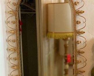 Vintage Italian Worn Gold Mirror 40x25.5x1.5in HxWxD