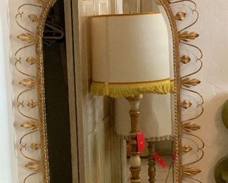 Vintage Italian Worn Gold Mirror 40x25.5x1.5in HxWxD