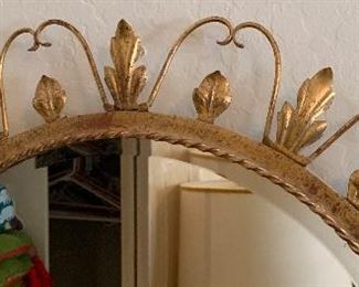 Vintage Italian Worn Gold Mirror 40x25.5x1.5in HxWxD