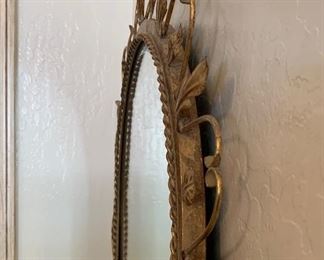 Vintage Italian Worn Gold Mirror 40x25.5x1.5in HxWxD
