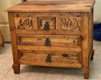 Carved Mexican Rustic Nightstand Single 21x25x17.5in HxWxD