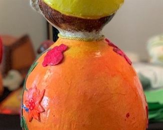 Vintage Mexican De Sela Paper Mache Clown Container 15x8x8in HxWxD