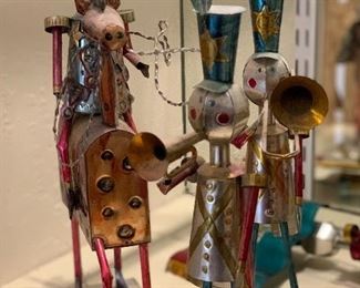10pc Vintage Tin Soldier/Marching Band Mexican Folk Art 15in H