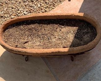 Adobe & Metal Rustic Planter 10 x 28 x 12 HxWxD