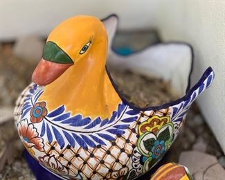 #1 Talavera Mexican Bird Duck Planter 12 x 12 x 16 HxWxD