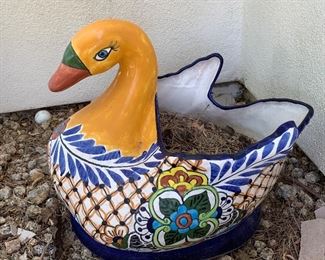 #1 Talavera Mexican Bird Duck Planter 12 x 12 x 16 HxWxD