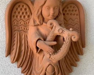 Pottery Cherub Wall mount 15 x 13 x 6 HxWxD