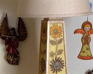 1960s Jeanne Valentine Mexican MCM Lamp 35in H x 16in Diameter