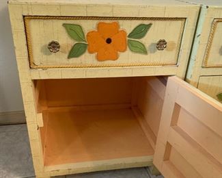 2pc 1960s Jeanne Valentine Mexican MCM Nightstands PAIR 25x20x19in HxWxD