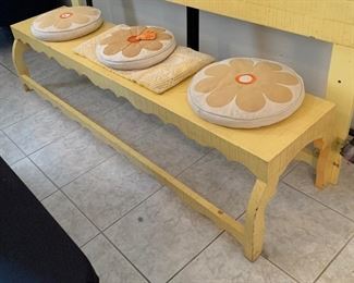 1960s Jeanne Valentine Mexican MCM Bench 16.5x20x72in Long