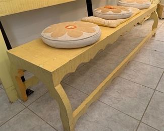 1960s Jeanne Valentine Mexican MCM Bench 16.5x20x72in Long
