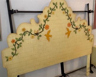 1960s Jeanne Valentine Mexican MCM King Headbord & Frame 75x82x3in HxWxD