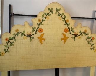 1960s Jeanne Valentine Mexican MCM King Headbord & Frame 75x82x3in HxWxD