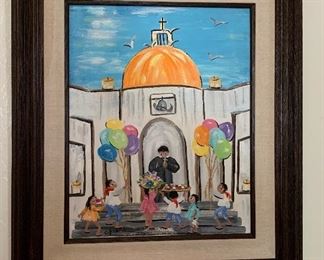 *Original* Chabela Elizabeth C. Haas Church Celebration Art Painting 29x25x2in HxWxD