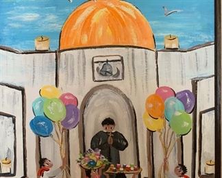 *Original* Chabela Elizabeth C. Haas Church Celebration Art Painting 29x25x2in HxWxD