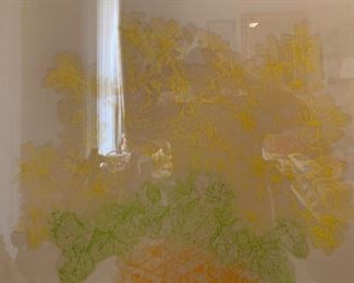 *Signed* Ronald Riddick Daisies N’ Yellow Collagraph 33x36x2in HxWxD