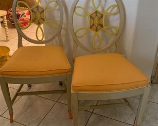 2pc Hand Painted Chairs Mexican Folk Art 38x20x18in HxWxD