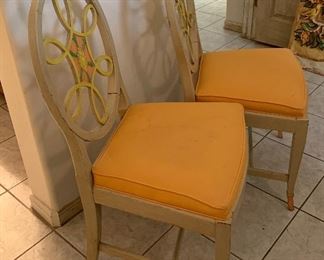 2pc Hand Painted Chairs Mexican Folk Art 38x20x18in HxWxD