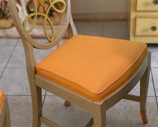 2pc Hand Painted Chairs Mexican Folk Art 38x20x18in HxWxD