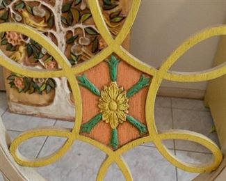 2pc Hand Painted Chairs Mexican Folk Art 38x20x18in HxWxD
