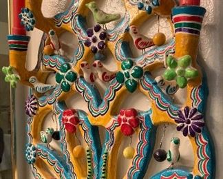 #3 Tree of Life Mexican Folk Art Candelabra FLORES FAMILY 20x15x5in HxWxD