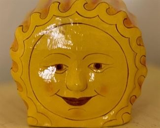 Vintage Paper Mache Sun Tissue Dispenser Mexican Folk Art