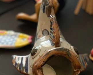 Ken Edwards El Palomar Mexico Pottery Fish 9x10x9in HxWxD