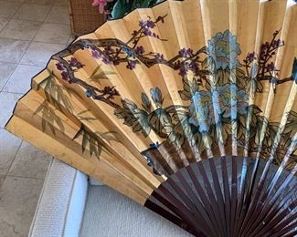 5ft Chinese Hand Painted Decorative Wall Fan	60in w x 35in long	