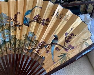 5ft Chinese Hand Painted Decorative Wall Fan	60in w x 35in long	