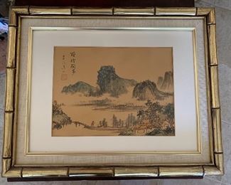 #1 Japanese Silk Painting Landscape	16x20x1.5in	HxWxD