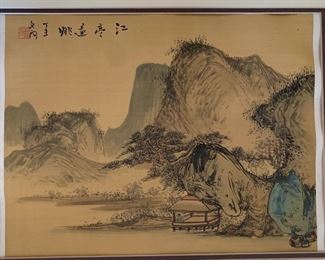 #2 Japanese Silk Painting Landscape	18x22x1.5in	HxWxD