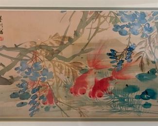 Japanese Coy Fish Print Framed	19x23in	