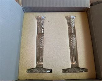 2pc Waterford Crystal 10in Bethany Candlesticks PAIR	10in H	