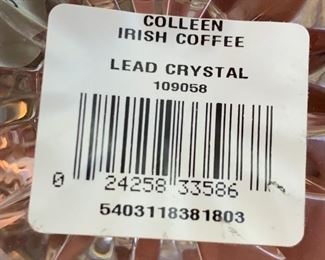 2pc Waterford Crystal Colleen Irish Coffee Cups/Mugs in Box PAIR	6.5in H x 3in Diameter	