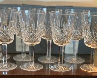 8pc Waterford Crystal Lismore 10oz Goblets	7in H 10 oz	