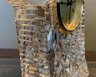 Waterford Crystal Gold Faced Carriage Clock	7.25in H x 5.5in W x 2in D	HxWxD
