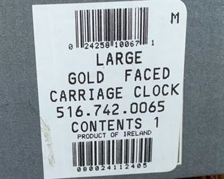 Waterford Crystal Gold Faced Carriage Clock	7.25in H x 5.5in W x 2in D	HxWxD