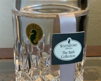 Waterford  Crystal Lismore Cotton Swab Container	4in H x 3in Diameter	