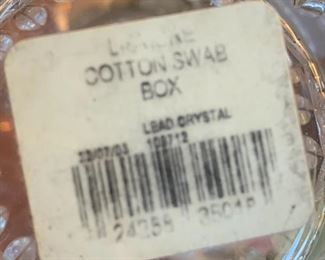 Waterford  Crystal Lismore Cotton Swab Container	4in H x 3in Diameter	