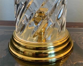 Waterford Crystal & Brass Wyndham Hurricane Candle Holder John Connolly Signed	10.5in H x 5.5in Diameter (at base)	HxWxD