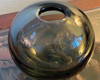 Per Lutken Holmegaard Vintage Smoked Grey Globe Vase	4.25in H x 5in Diameter	