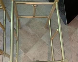 2 Gold Frame Glass Top End Tables	24x18x24in	HxWxD