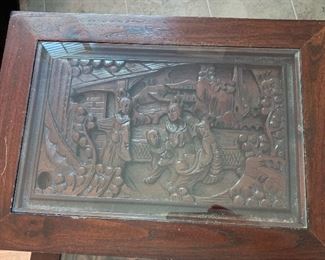 4pc Asian Carved Wood Nesting Tables	Largest: 24x19.5x14in	HxWxD