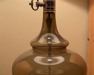 Vintage Smoked Grey Glass Vase lamp	48in H x 21in Diameter	