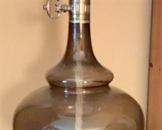 Vintage Smoked Grey Glass Vase lamp	48in H x 21in Diameter	
