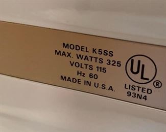 Kitchenaid Heavy Duty Stand Mixer 5qt K5SS	17x10x13in	HxWxD