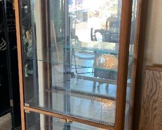 Oak & Glass Display Case/Shelf	76x30x16in	HxWxD