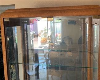 Oak & Glass Display Case/Shelf	76x30x16in	HxWxD